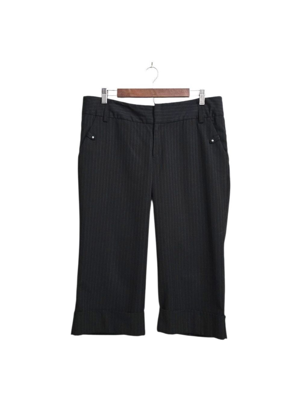 Old Navy Vintage Stretch Pinstripe Cuffed Capri Trousers In Dark Gray Sz 12